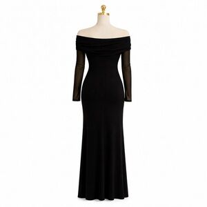 The Kooples Black Off-Shoulder Long Sleeve Dress